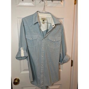 American Eagle Light Blue Long Sleeve Casual Dress Shirt